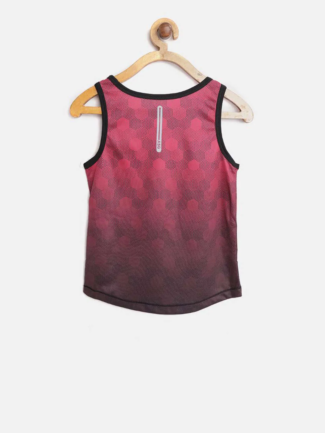 Alcis Boys Red Brown Printed Slim Fit Round Neck Running T-shirt with Ombre Effect