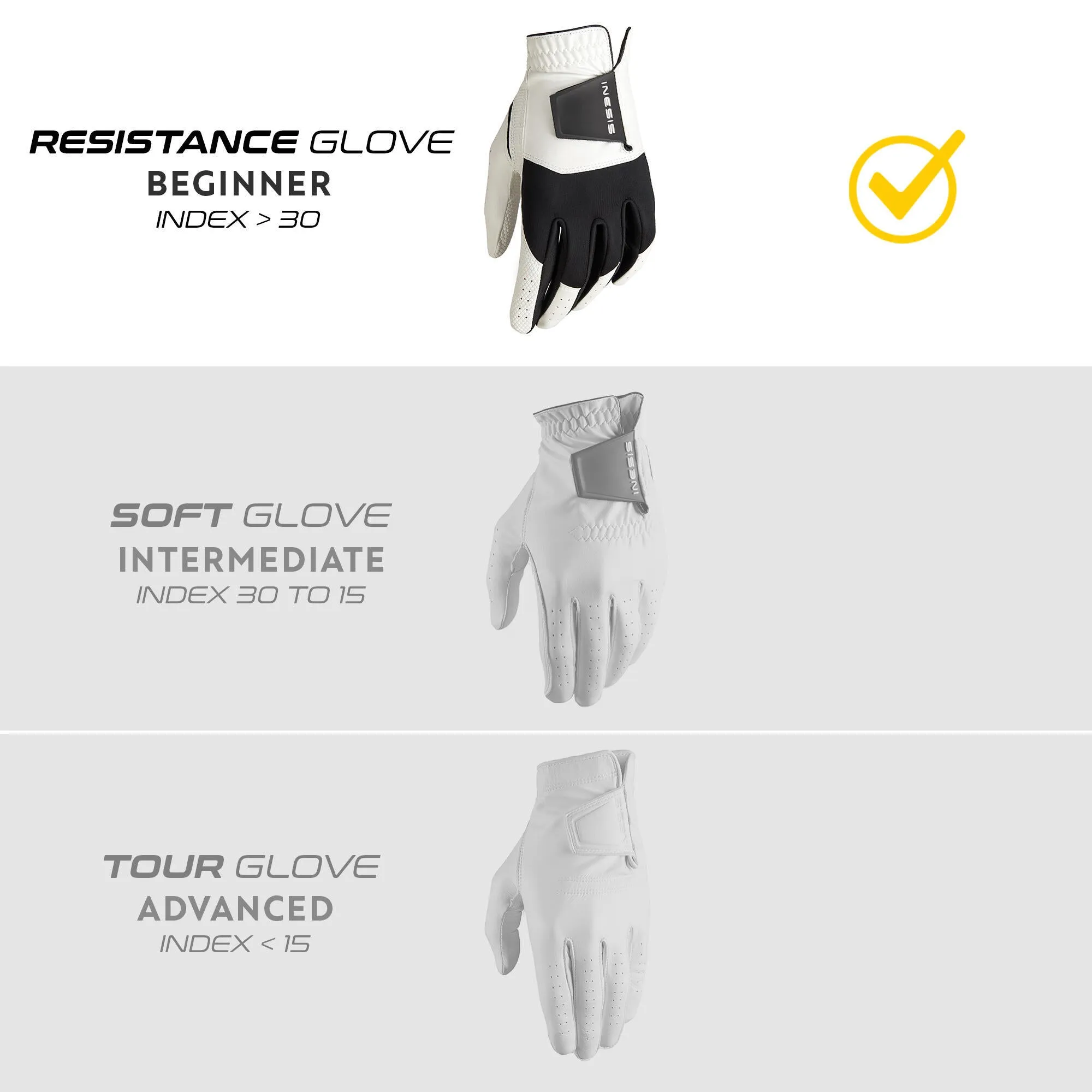 Golf gloves Resistance RH women's white INESIS, white black