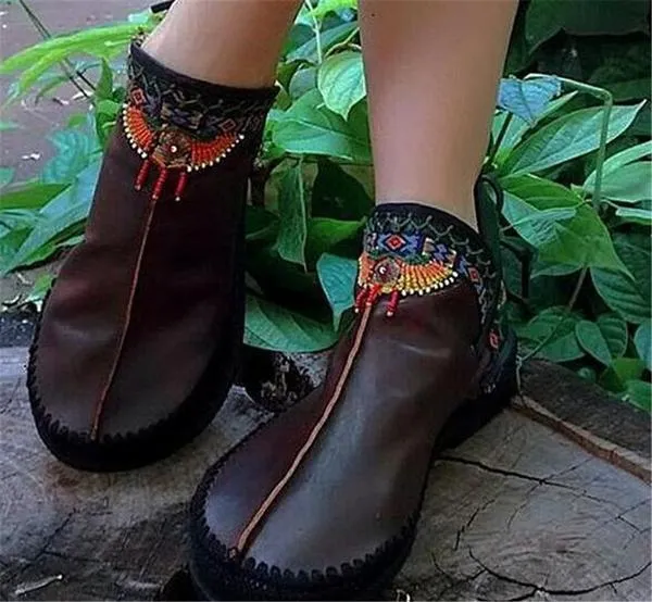 Handmade Comfortable Casual Round Toe Boot
