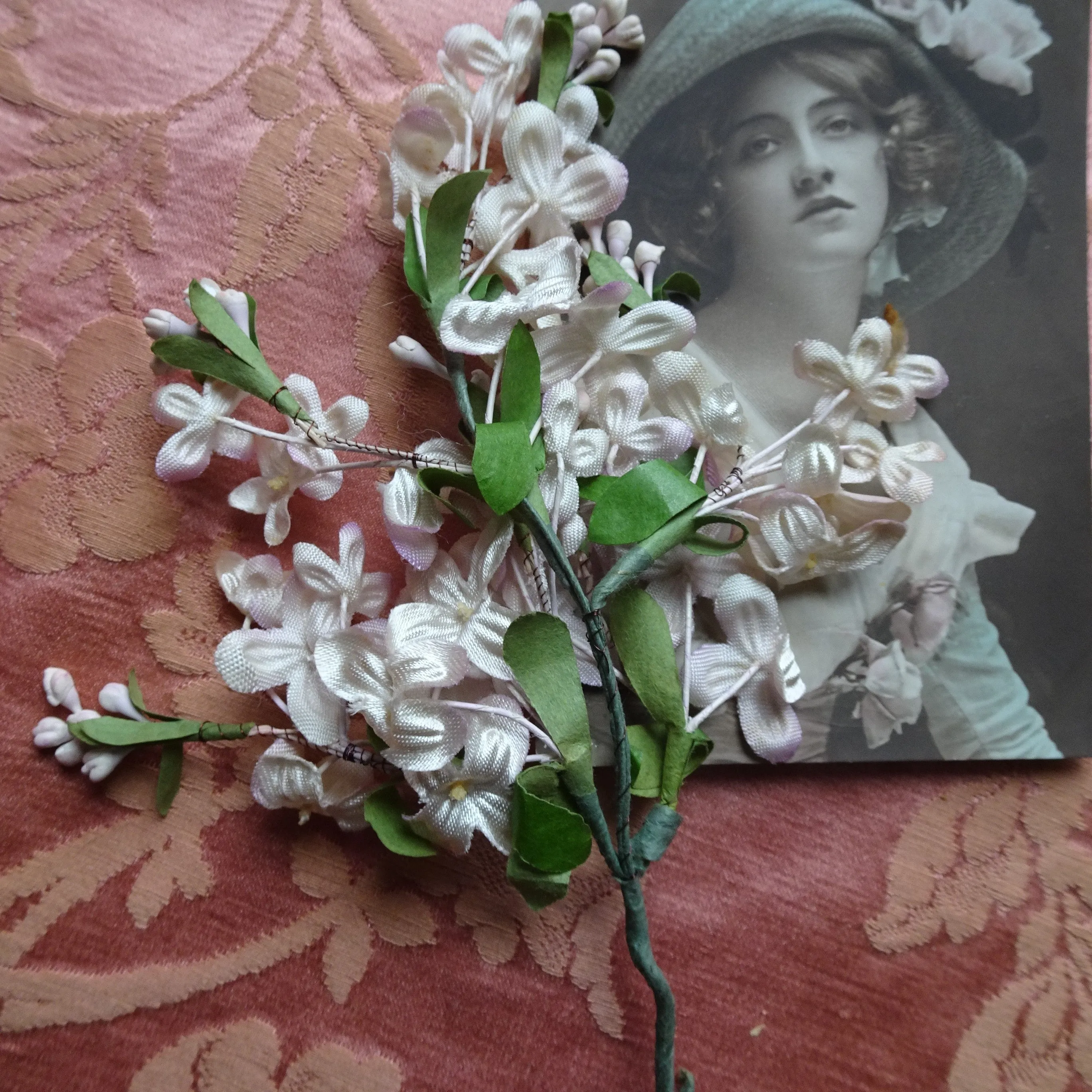 Lovely VINTAGE Millinery Flowers, Floral Hat Trim, Dress Corsage, Fabric Flowers, Bridal, Doll Size Flowers,Old Millinery Bouquet, Small Flowers, Heirloom Sewing