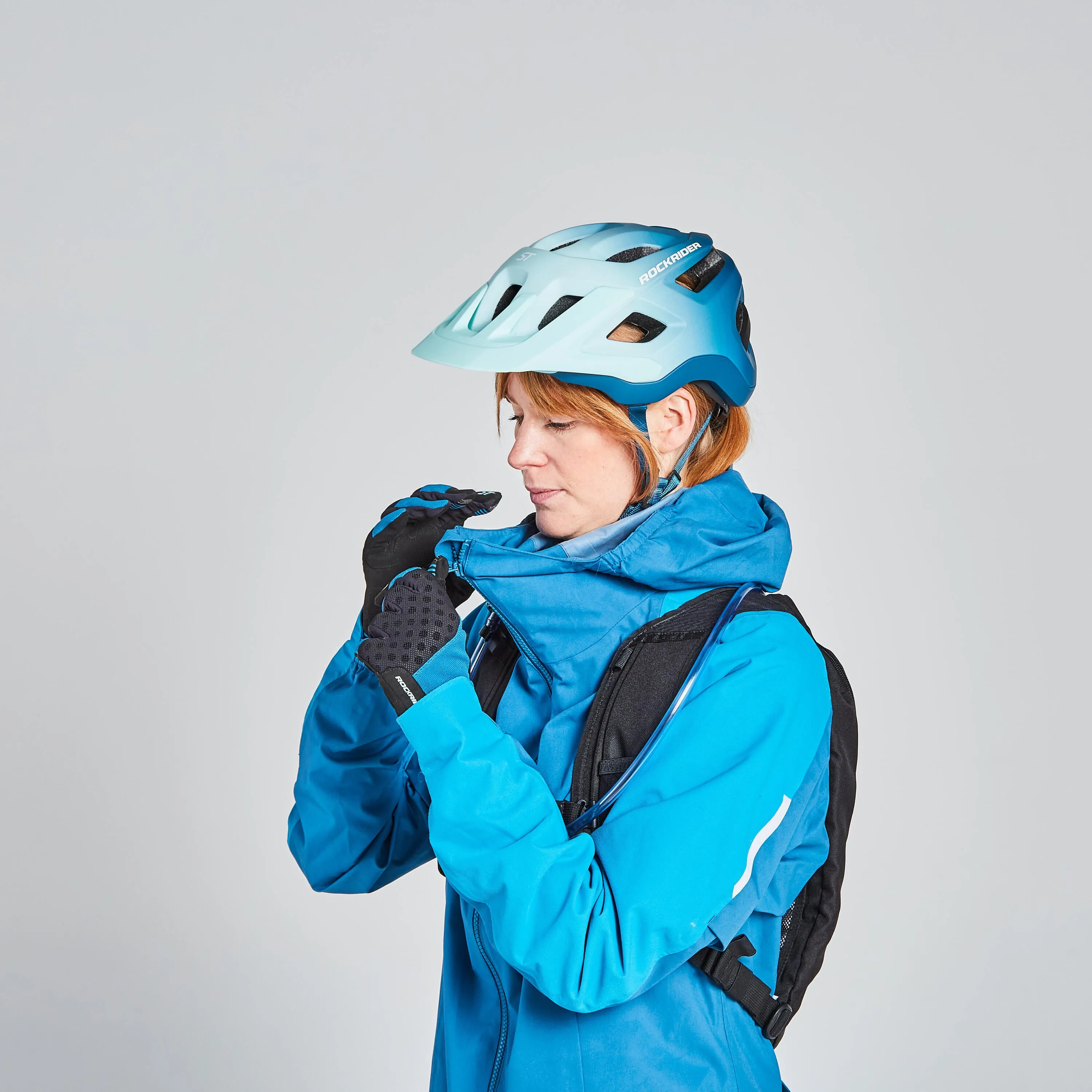 Mountain bike gloves black with ST 500 Rockrider print