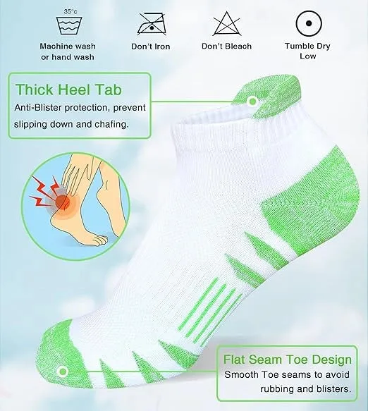 ROYALUCK 5 Pairs Ankle Anti-blister Thick Cushioned Wicking Odor Resist Athletic Running Socks