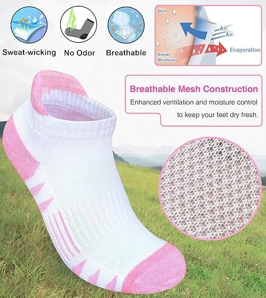 ROYALUCK 5 Pairs Ankle Anti-blister Thick Cushioned Wicking Odor Resist Athletic Running Socks