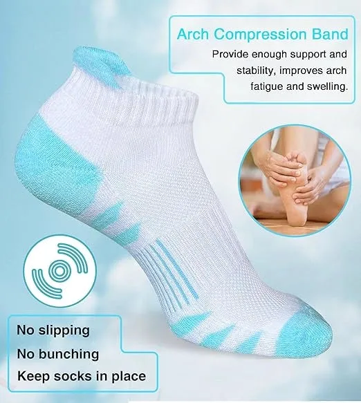 ROYALUCK 5 Pairs Ankle Anti-blister Thick Cushioned Wicking Odor Resist Athletic Running Socks