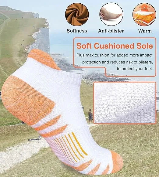 ROYALUCK 5 Pairs Ankle Anti-blister Thick Cushioned Wicking Odor Resist Athletic Running Socks