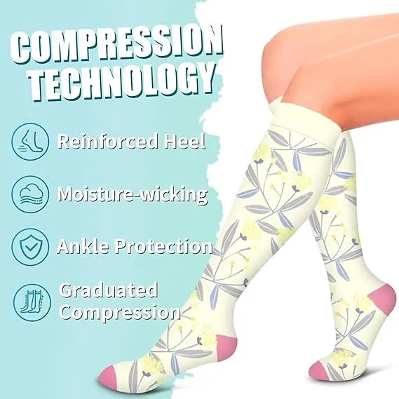 ROYALUCK 6 pairs Graduated Compression Socks for Running, Athletic Sports