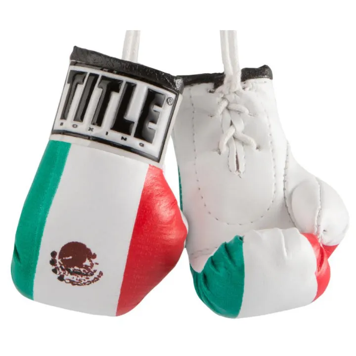 Title Rear View Mirror Mini Boxing Gloves - Mexico Flag